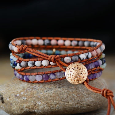 Loving Lotus Amazonite And Amethyst Wrap Bracelet-Your Soul Place